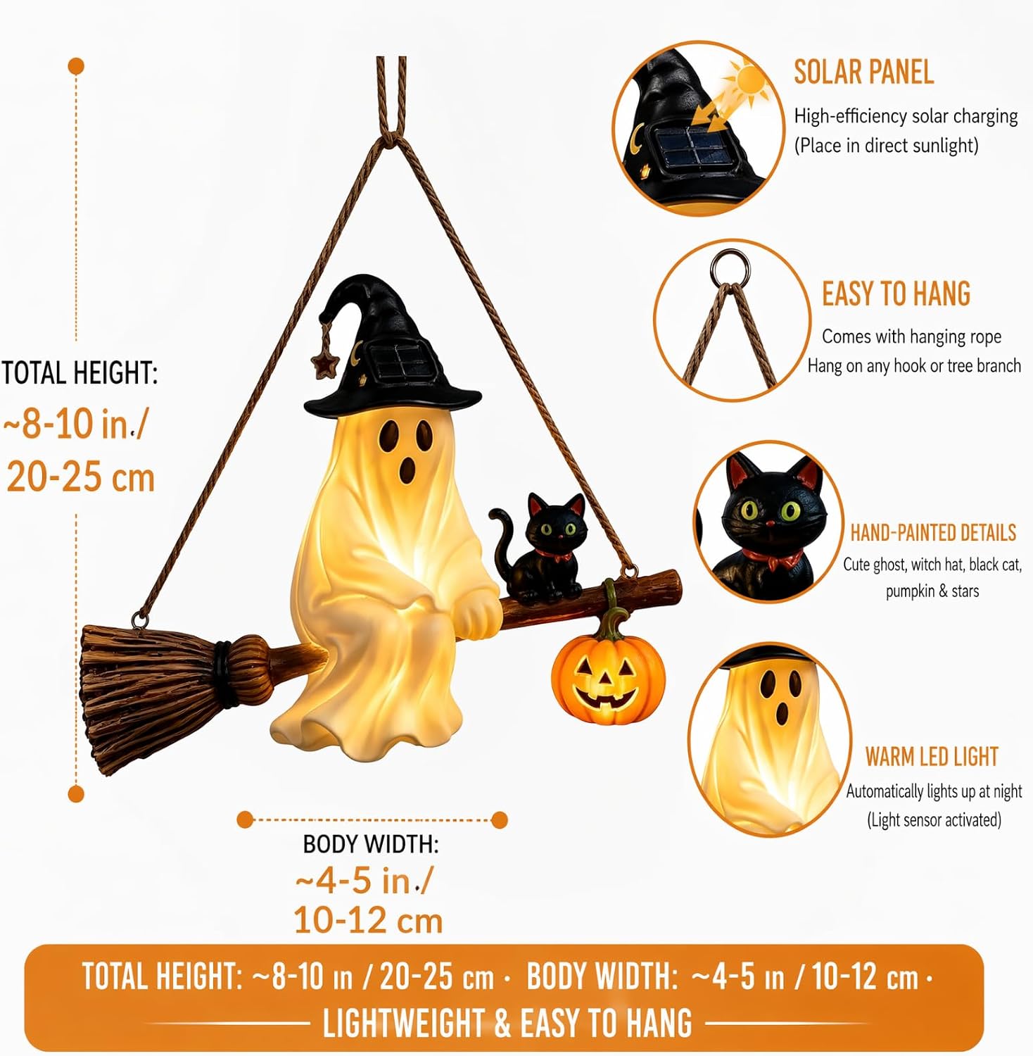 Pumpkin Lantern Halloween - Lampadario a forma di fantasma solare,