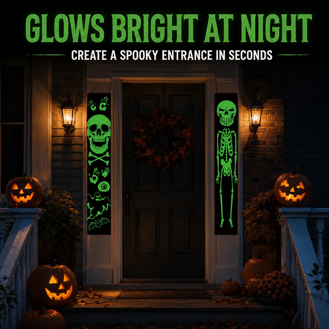 Halloween Skeleton Decoration - 2 strisce decorative fluorescenti per Halloween,